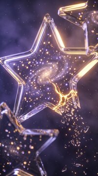 Cracked glass star containing a glowing galaxy, symbolizing intelligence and inspired achievement