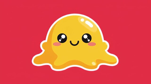 Smiling Yellow Cartoon Jellyfish Character.