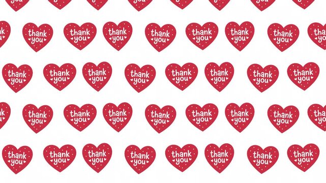 Thank you heart seamless pattern background with pink hearts rising motion loop