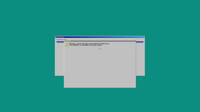 Retro computer interface windows on teal background