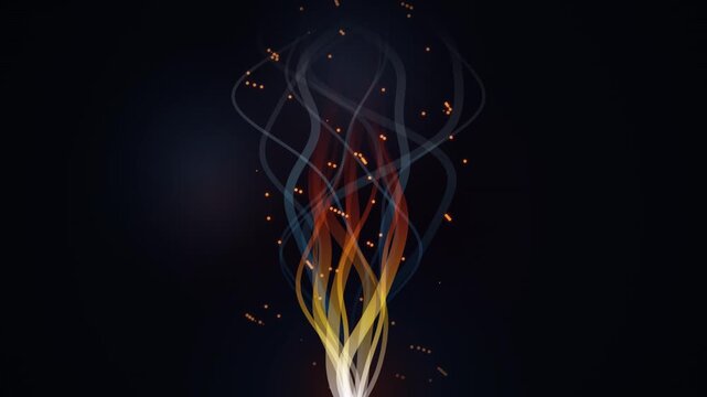 Dynamic abstract glowing lines create a mesmerizing futuristic energy flow on a deep dark background