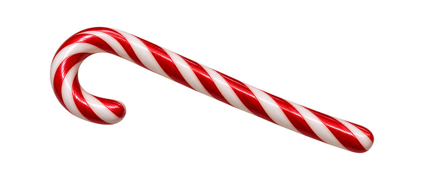 Classic Red and White Candy Cane Christmas Decoration isolated transparent background