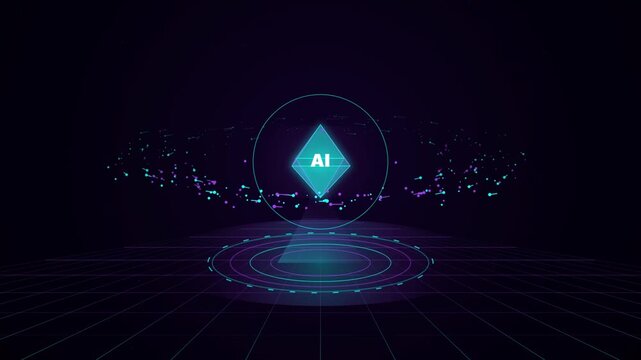 Futuristic artificial intelligence AI concept data processing technology digital background animatio
