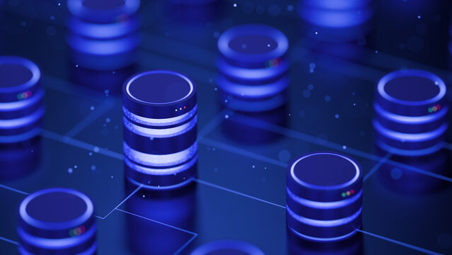 database big data center storage process technology analysis&nbsp;sharing networking neural network connect artificial intelligence futuristic deep learning machine background 3d rendering.
