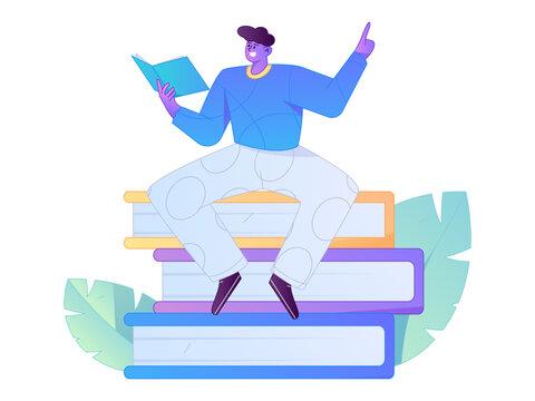 Character reading quietly vector concept operation hand drawn illustration
