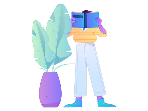 Character reading quietly vector concept operation hand drawn illustration
