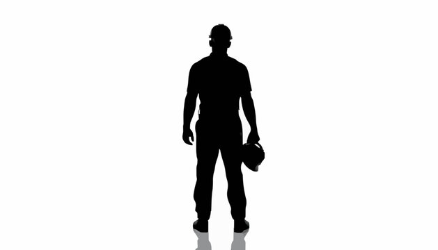 Construction Worker Silhouette with Safety Helmet