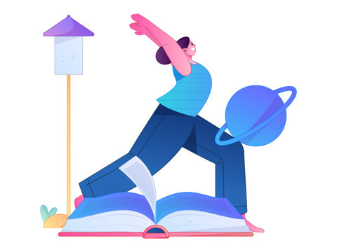 Character reading quietly vector concept operation hand drawn illustration
