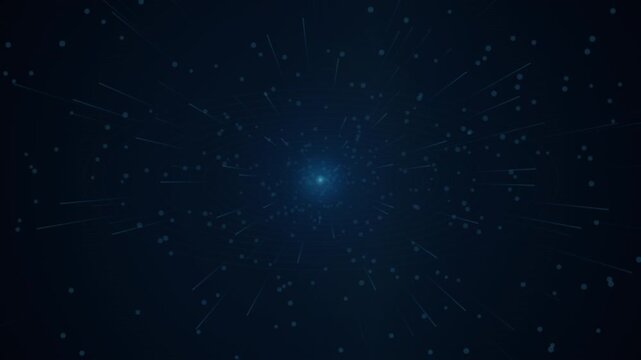 Abstract Blue Space Background with Glowing Stars, Cosmic Particles, Galaxy Dust, Nebula, and Futuristic Night Sky Light Effect