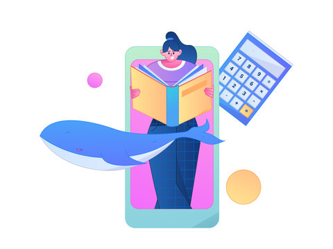 Character reading quietly vector concept operation hand drawn illustration
