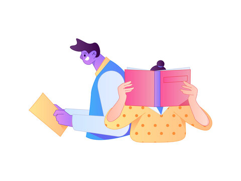 Character reading quietly vector concept operation hand drawn illustration
