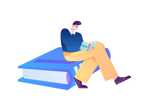 Character reading quietly vector concept operation hand drawn illustration
