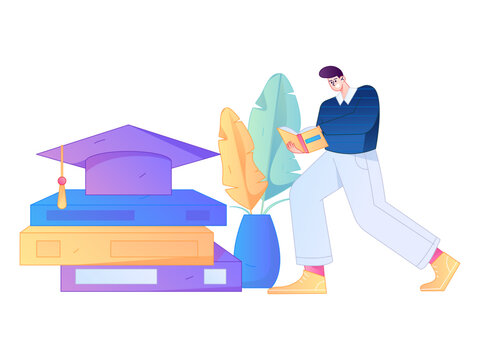 Character reading quietly vector concept operation hand drawn illustration
