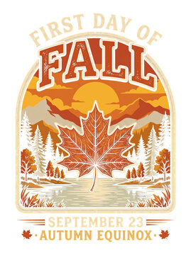 First Day of Fall September 23 Autumn Outdoors Graphic