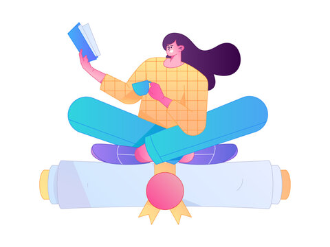 Character reading quietly vector concept operation hand drawn illustration

