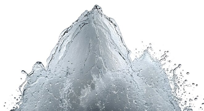 High-energy water blast, isolated white background