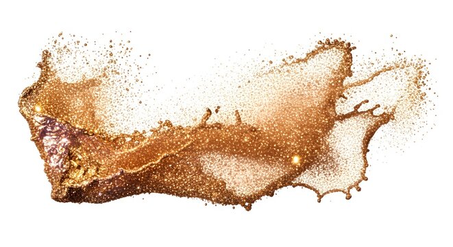 Luxury gold shimmer particle splash, isolated white background
