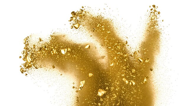 Luxury powder gold dust splash, isolated white background