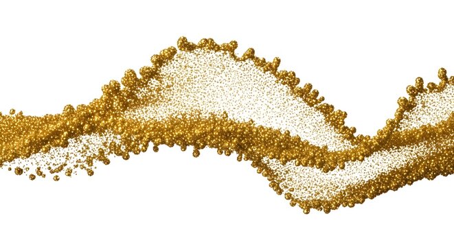 Royal gold glitter wave splash, isolated white background