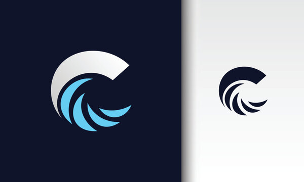Letter C Wave Swirl Logo