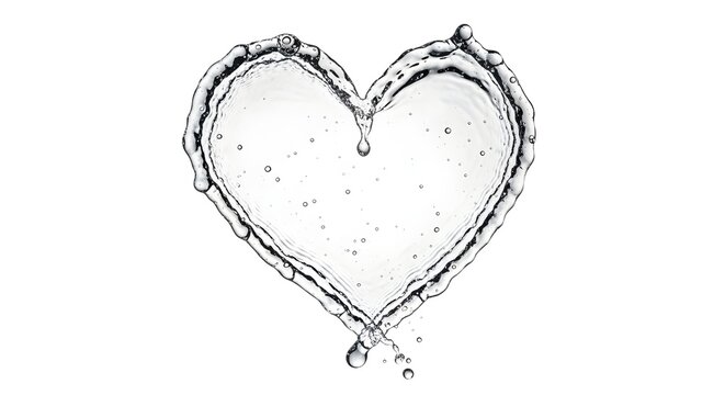 Water splash heart-like shape, isolated white background