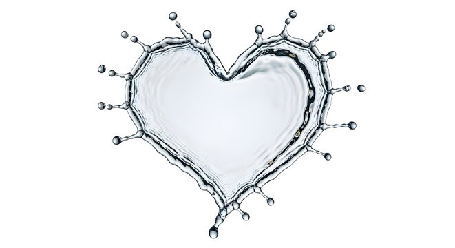 Heart-like Water splash shape, isolated white background