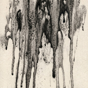 Abstract Grunge Ink Wash Drips Texture Black Charcoal Stains on Paper Background Punk 90s Aesthetic Vintage Style Distressed Monochrome Surface Overlay Design Element for Creative Print Projects Raw