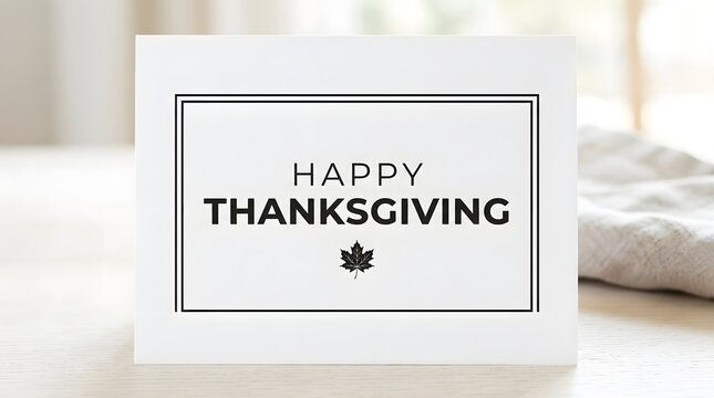 Festive happy thanksgiving card with elegant border design on a blurred background