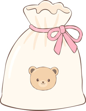 Cute Drawstring Gift Pouch With Teddy Bear