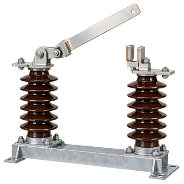 Disconnect switch blade isolated on transparent background for outdoor electrical isolation