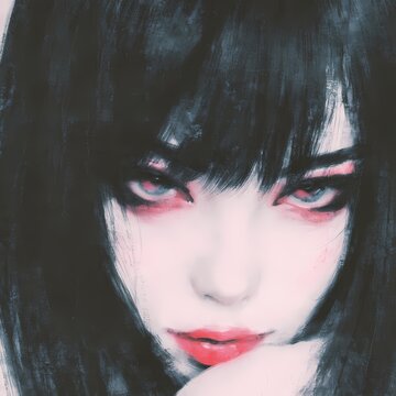 グランジ調のクールな黒髪少女