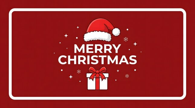 A festive and joyful christmas greeting with a santa hat and a beautifully wrapped gift