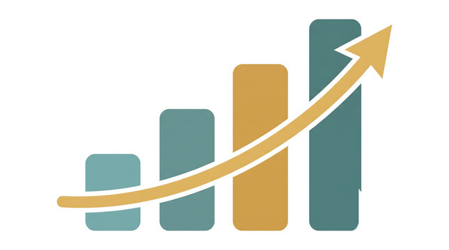 Business performance bar graph showing upward growth and progress with strategy