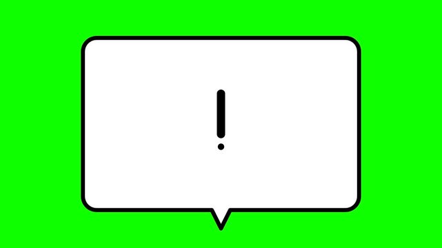 Animated speech bubble with exclamation mark on green screen