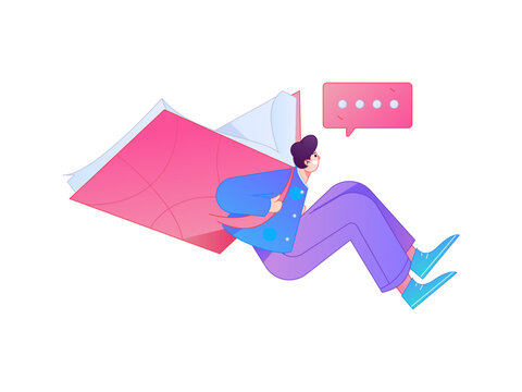Character reading quietly vector concept operation hand drawn illustration
