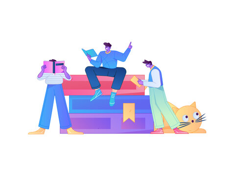 Character reading quietly vector concept operation hand drawn illustration
