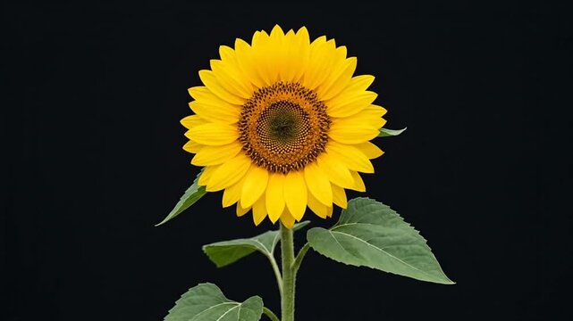 Vibrant Yellow Sunflower Blooming Against A Minimalist Black Background