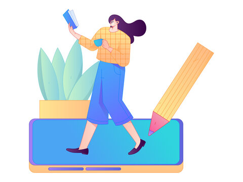 Character reading quietly vector concept operation hand drawn illustration
