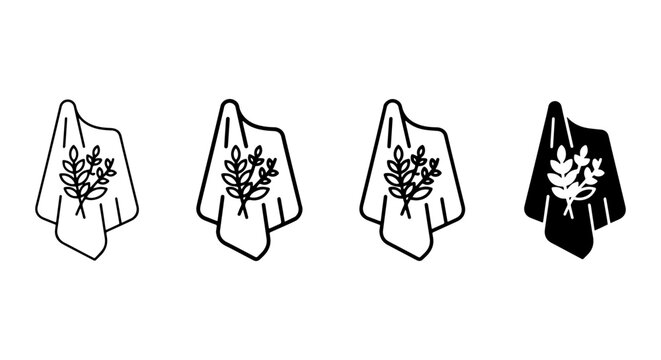 Herbal Bundle Icons, Botanical Sprig Vector Graphics, Natural Element Symbols, Clean Line Art