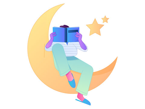 Character reading quietly vector concept operation hand drawn illustration
