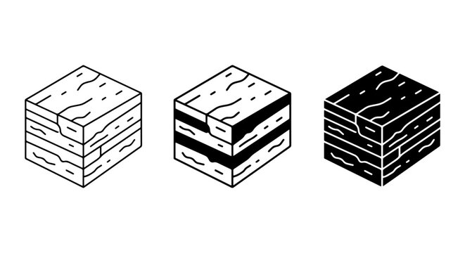 Geology Layers Icons, Stratigraphy Vector Set, Earth Science Cross-Section Graphics