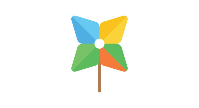 Colorful pinwheel toy illustration with flat design and white background