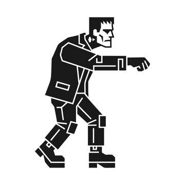 Frankenstein monster walking in a flat vector graphic style illustration