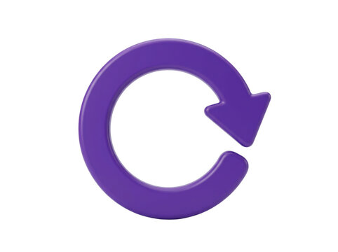 3D purple refresh arrow isolated on transparent background