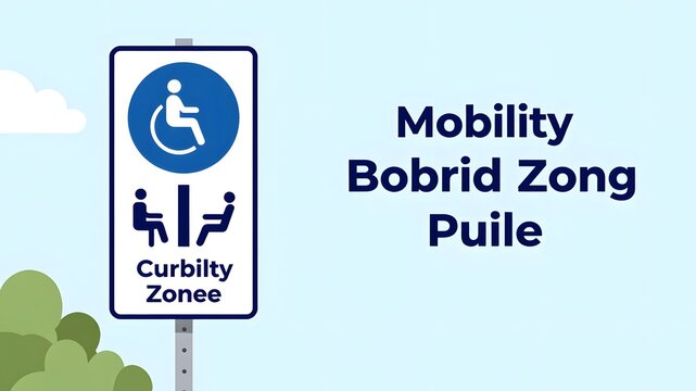 Accessibility sign indicating a designated mobility zone for people with disabilities.