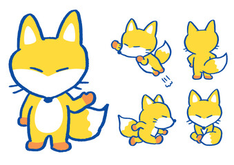 Obraz premium かわいいキツネのキャラ素材