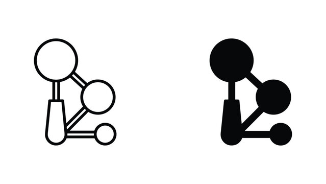 Molecule chemical structure vector icon set outline and solid graphic