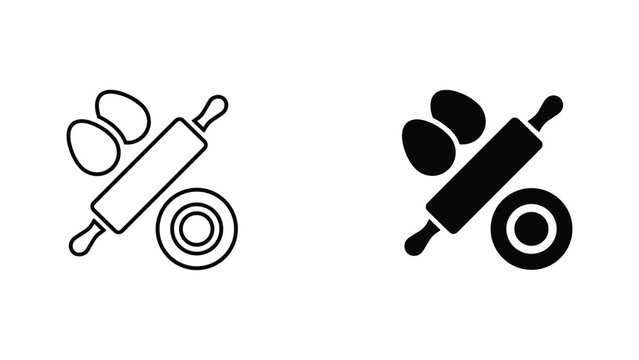 Baking icons set with rolling pin and eggs vector illustration design