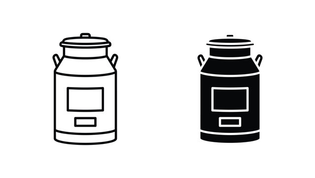 Milk can icon vector set in outline and solid glyph art style