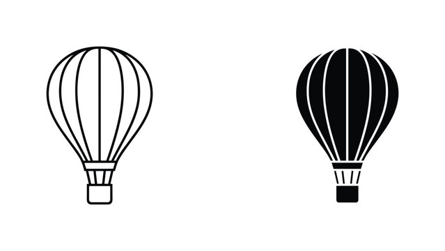 Hot air balloon vector icon set highlighting vintage aviation and travel themes